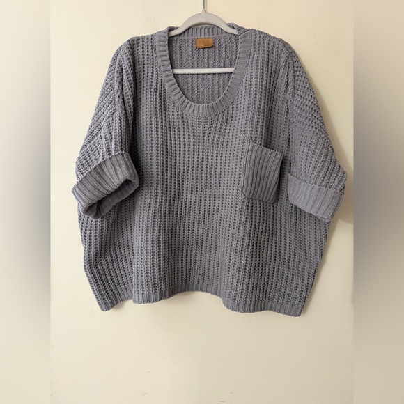 POL Textured Gray Oversized Chenille Knit Sweater, Soft, size S - Picture 2 of 7